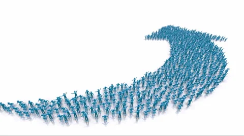 Arrow up shape made by cheering people 스톡 동영상 66035440