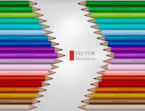 Arrow shape of rainbow colored pencils on white background. Stock Illustration