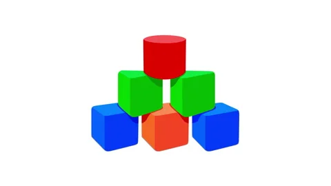 Arrow up shape of stack blocks. Creative toy blocks. Animation 動画素材 137281724