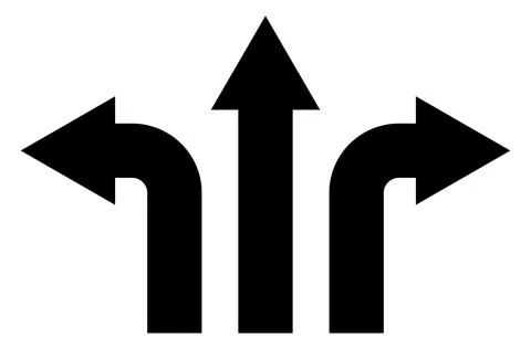 Arrow shape symbol set - arrow pointing to the left, right and straight forward Stock Illustration