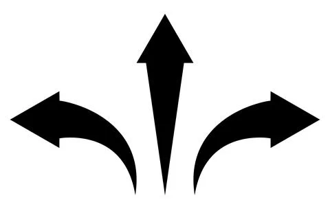 Arrow shape symbol set - pointed arrow pointing to the left, right and straight Stock Illustration