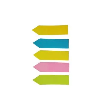 Arrow shaped sticky notes on black background flat lay composition Stock Illustration