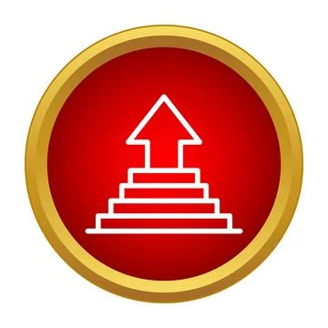 Arrow showing upward progress on red icon Ilustración de archivo