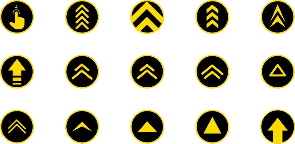 Arrow up side direction inside the black circle. Black Arrow Button Pointing Up. Illustrazione stock