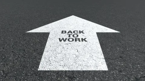 Arrow sign on asphalt back to work Stock Illustration