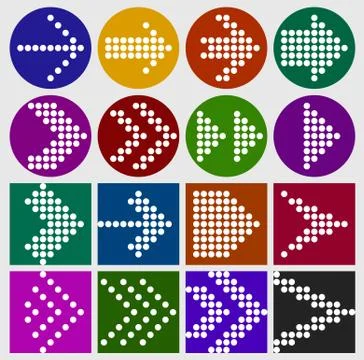 Arrow sign dots icon set Stock Illustration