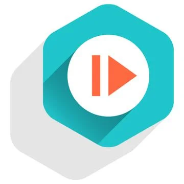Arrow sign eject icon flat hexagon button 스톡 일러스트