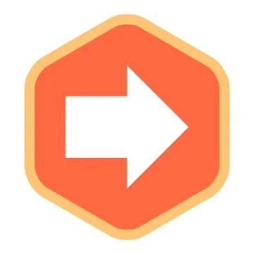 Arrow Sign Flat Hexagon Icon Stock Illustration