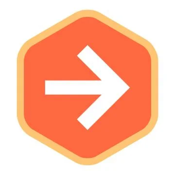 Arrow Sign Flat Hexagon Icon Illustrazione stock