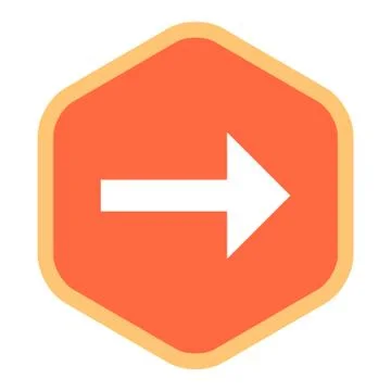 Arrow Sign Flat Hexagon Icon 스톡 일러스트