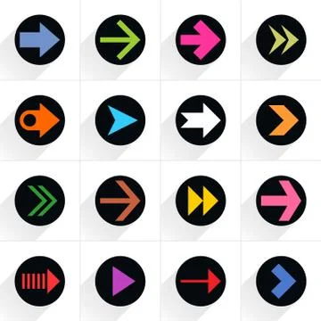 Arrow sign flat icon with long shadow Illustrazione stock