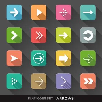Arrow sign flat icons set Stock Illustration