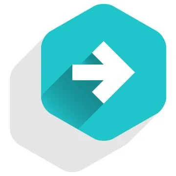 Arrow sign hexagon icon flat long shadow style 스톡 일러스트