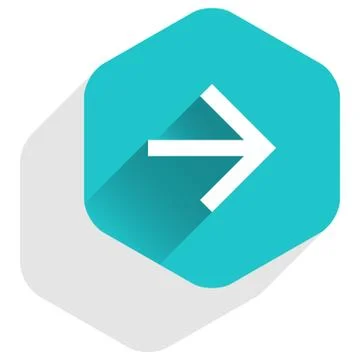 Arrow sign hexagon icon flat long shadow style 스톡 일러스트