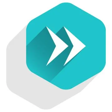 Arrow sign hexagon icon flat long shadow style Illustrazione stock