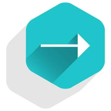 Arrow sign hexagon icon flat long shadow style Stock Illustration