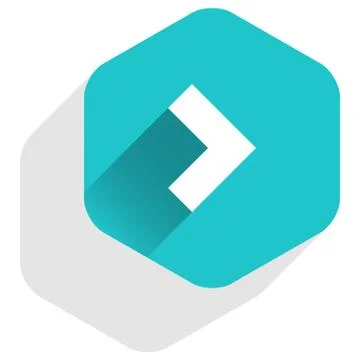 Arrow sign hexagon icon flat long shadow style Stock Illustration