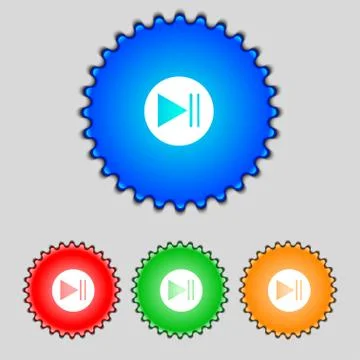 Arrow sign icon. Next button. Navigation symbol. Set colourful buttons. Vecto Illustrazione stock
