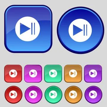 Arrow sign icon. Next button. Navigation symbol. Set colourful buttons. Vecto Stock Illustration