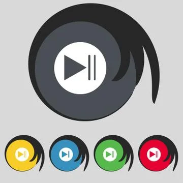 Arrow sign icon. Next button. Navigation symbol. Set colourful buttons. Illustrazione stock