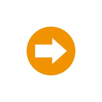Arrow sign icon. Next button. Navigation symbol. Orange circle button with ic Illustrazione stock