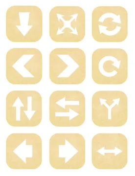 Arrow sign icon set from old paper Stock Illustration
