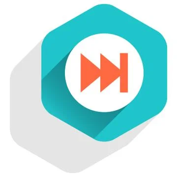 Arrow sign last or first icon flat hexagon button Stock Illustration