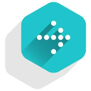 Arrow sign LED digital display hexagon button Illustrazione stock