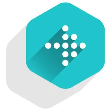 Arrow sign LED digital display hexagon button Illustrazione stock