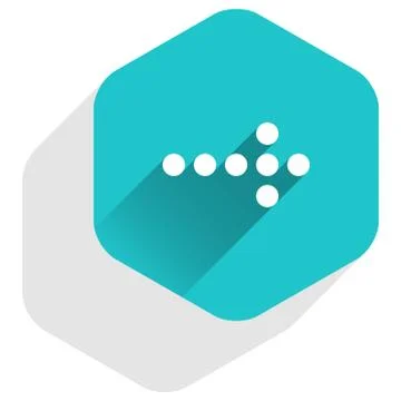 Arrow sign LED digital display hexagon button Stock Illustration