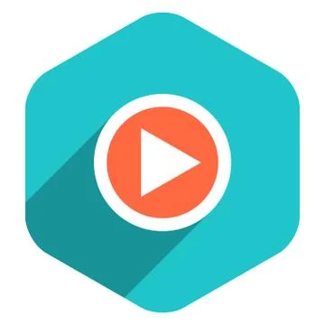 Arrow Sign Play Icon Flat Hexagon Button Stock Illustration