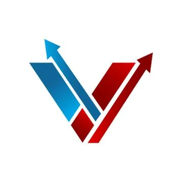 Arrow sign V logo initial Letter design vector graphic concept Stock Illustration