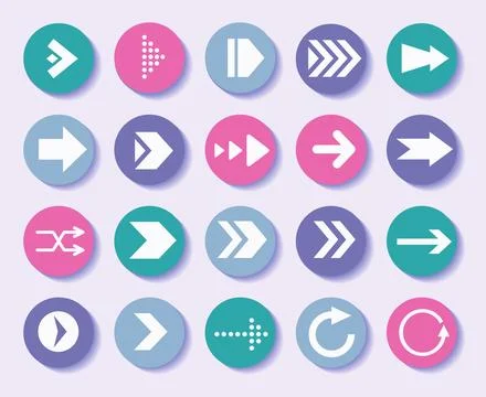 Arrow signs. Next up. Back or right icon for website UI. Cursor button. Lef.. Stock Illustration