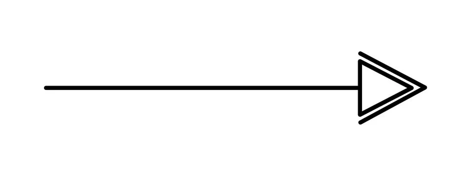 Arrow simple hand drawn vector illustration, horizontal sign pointing directi Stock Illustration