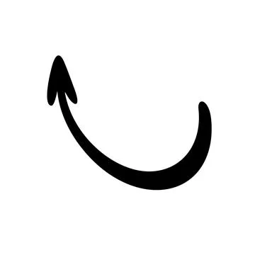 Arrow simple hand drawn vector illustration, free form curved sign showing di Stock Illustration