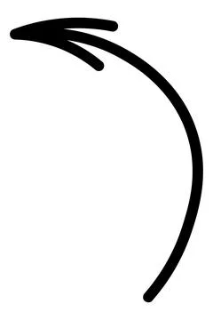 Arrow. Sketch. Curved pointer pointing to the left. Vector illustration Stock Illustration