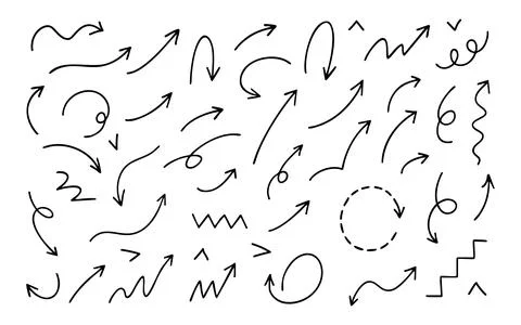 Arrow sketch hand drawn pointer direction swirl up down loop curve twist combine Stock Illustration