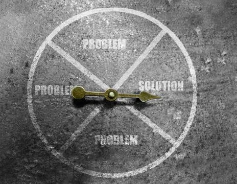 Arrow solution and problem circle Stock Photos