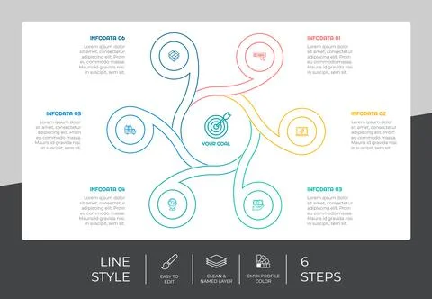 Arrow step infographic vector design with 6 steps &amp; colorful style for presen 스톡 일러스트