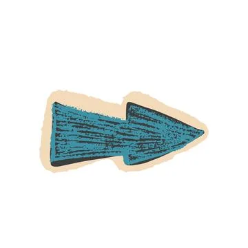 Arrow sticker doodle style. Pointer for collage isolated on white background. Illustrazione stock