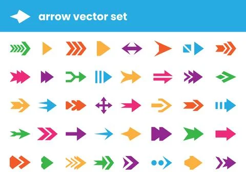 Arrow stickers. Pointer icons. Simple round button. Modern web forward symbol 스톡 일러스트