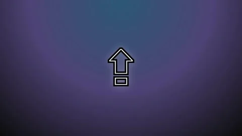 Arrow symbol appearing and glowing on a dark purple gradient Stock Footage 345098959