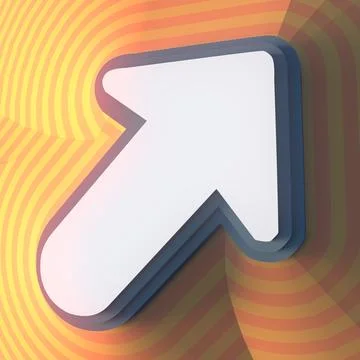 Arrow symbol, button with shadow. Colorful sign. 3d rendering Stock Illustration