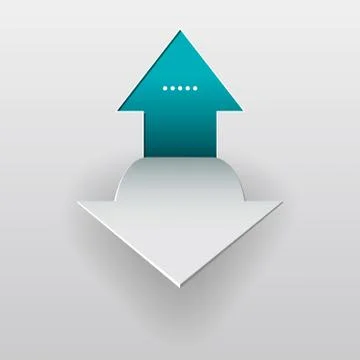 Arrow symbol concept design, Distorted from gray paper. Stock Illustration