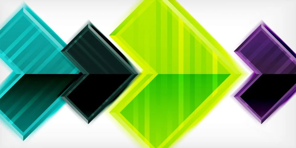 Arrow symbols created with 3d effects and line texture geometric abstract Stock Illustration