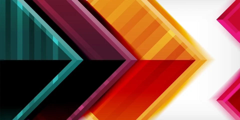 Arrow symbols created with 3d effects and line texture geometric abstract Stock Illustration
