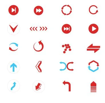 Arrow symbols set for navigation and UI Illustrazione stock