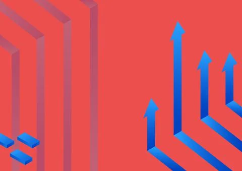 Arrow system pointing upwards symbolizing successful project completion イラスト素材