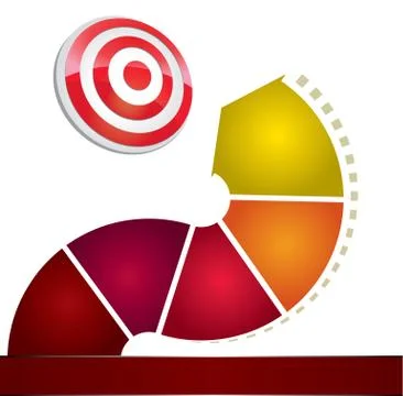 Arrow to target 3D template with icons Stock Illustration