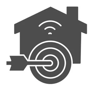 Arrow in target at building solid icon, smart home concept, goal to automate and イラスト素材
